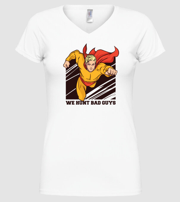 Supererou model alb pe tricou