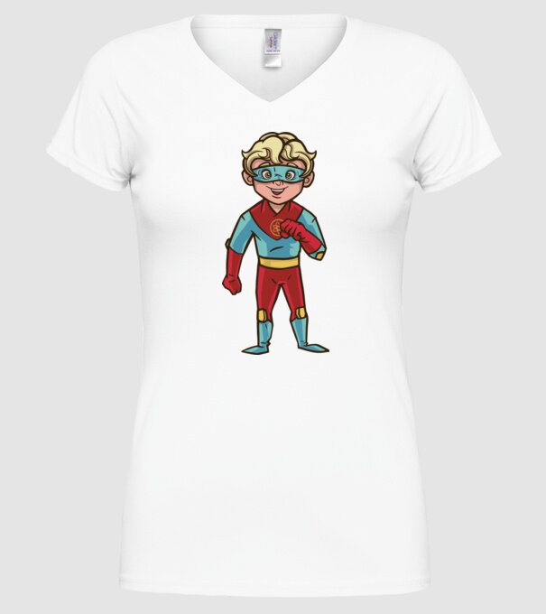 Băiat supererou model alb pe tricou
