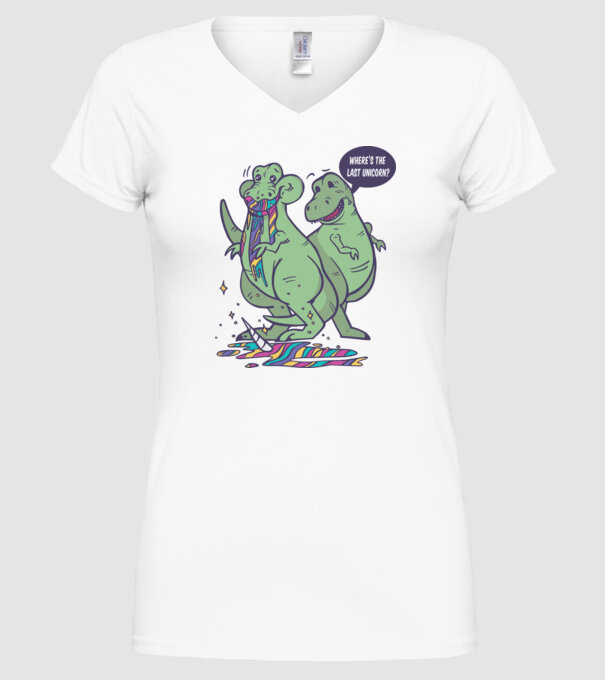 T-rex a mâncat unicornul model alb pe tricou