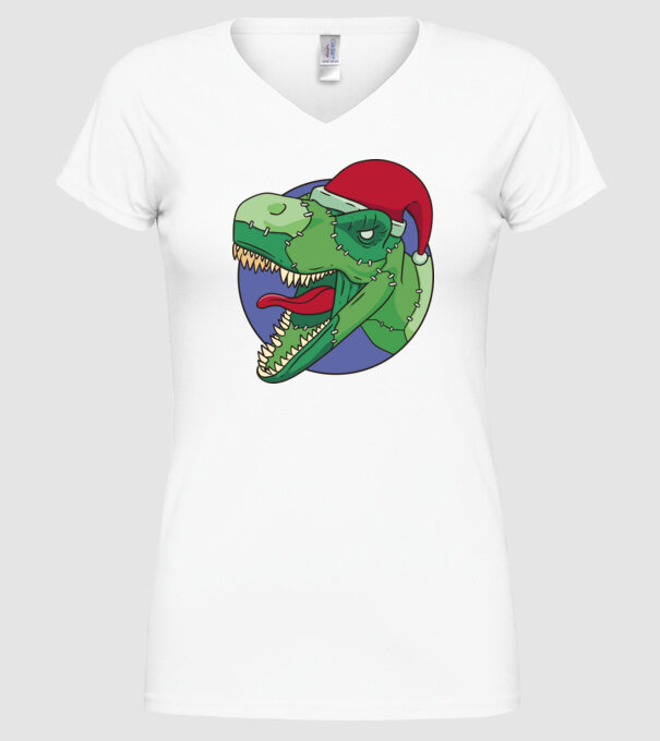 T-rex Santa model alb pe tricou