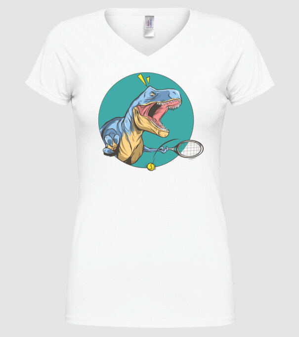Dinozaur T-rex Tenis model alb pe tricou