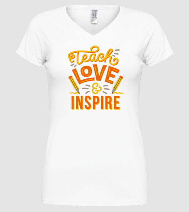 Teach Love Inspire pentru profesori model alb pe tricou