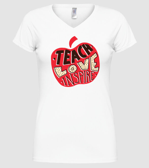 Teach Love Inspire pentru profesori model alb pe tricou