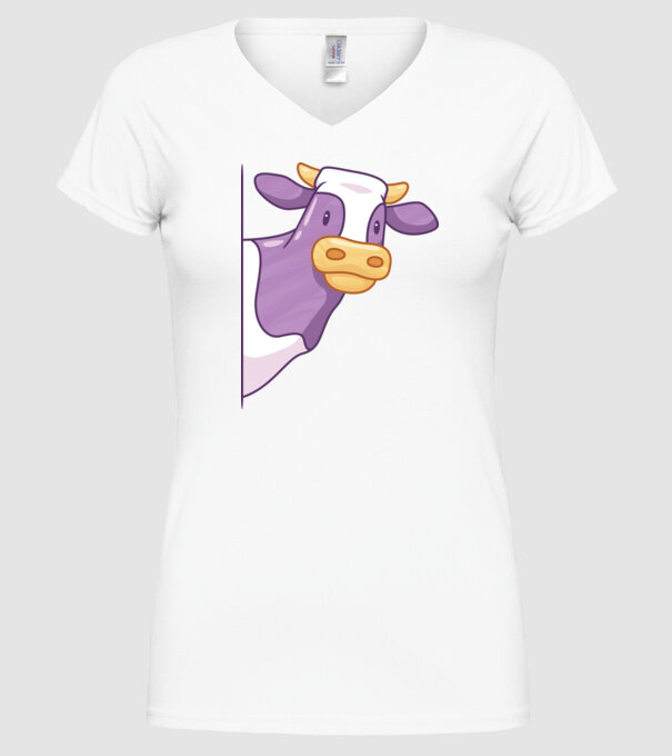 Vacă model alb pe tricou