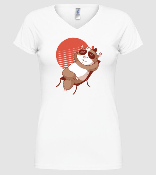 Porcușor de Guineea Relax model alb pe tricou