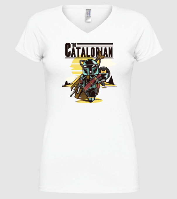 The Catalorian model alb pe tricou