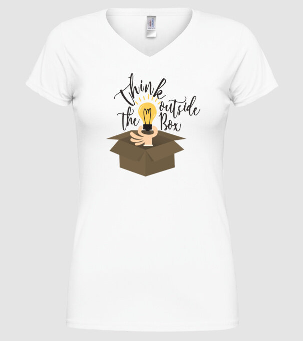 Think outside of the box model alb pe tricou