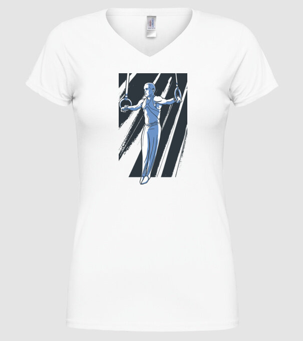 Inel de gimnastică tricou Gimnastică model alb pe tricou