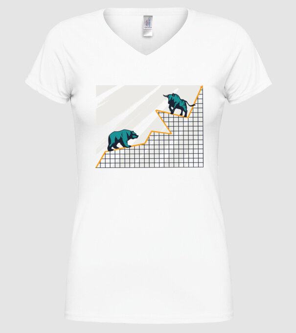 Bursa de Valori Taur vs Urs model alb pe tricou