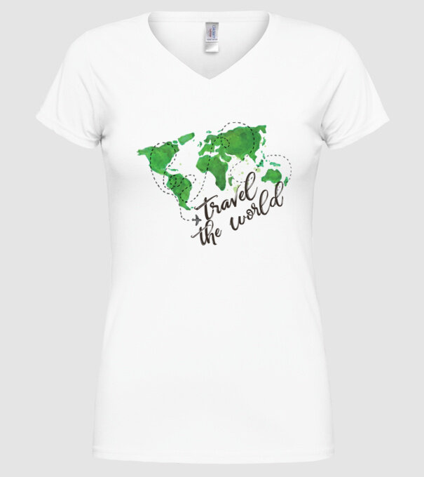 Travel the world model alb pe tricou