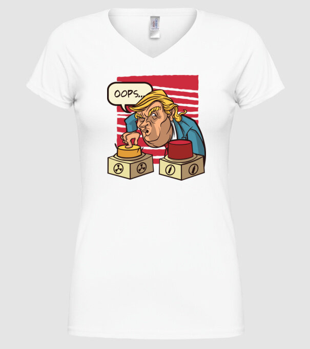 Trump Bombă nucleară model alb pe tricou