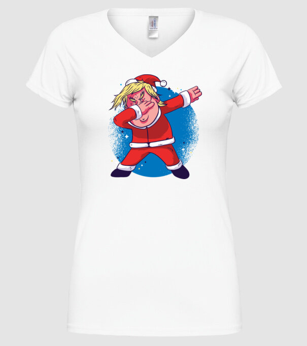 Trump Moș Crăciun dans DAB model alb pe tricou