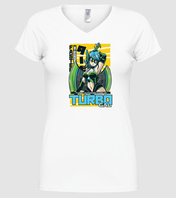 Turbo Gal Anime model alb pe tricou