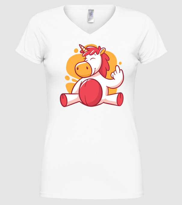 Unicorn arată degetul model alb pe tricou