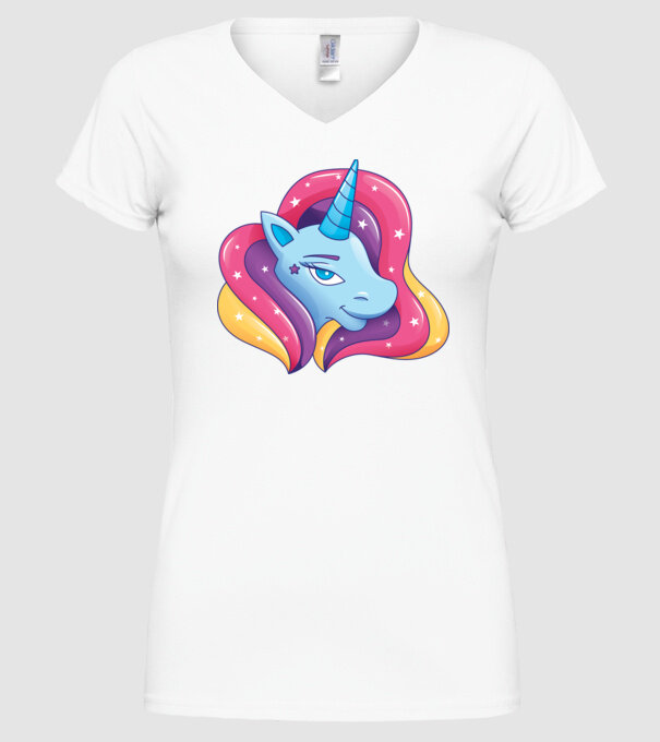Cap de unicorn model alb pe tricou