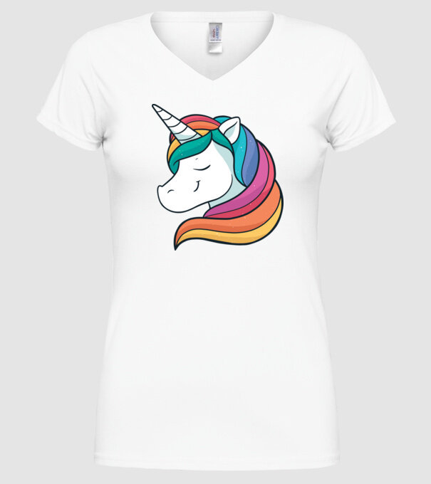 Cap de unicorn model alb pe tricou