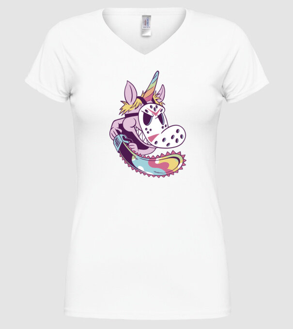 Unicorn Mască Jason Halloween model alb pe tricou
