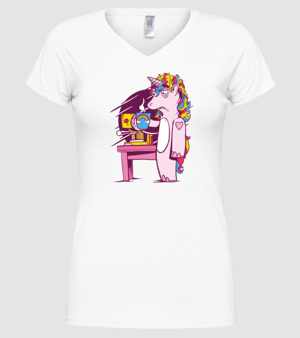 Unicorn Cafea model alb pe tricou