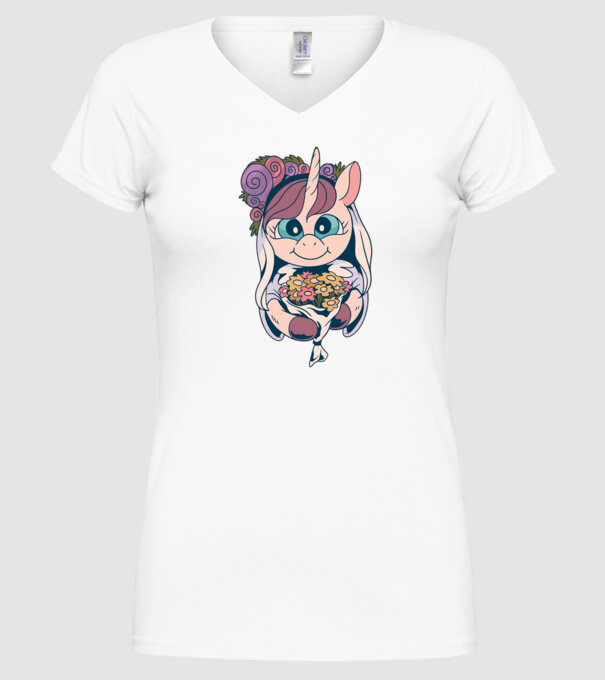 Unicorn Mireasă model alb pe tricou