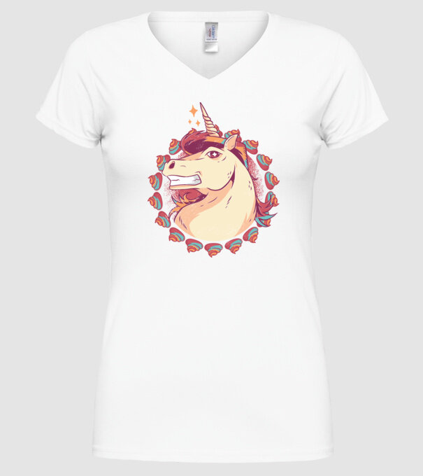 Unicorn Mullet model alb pe tricou