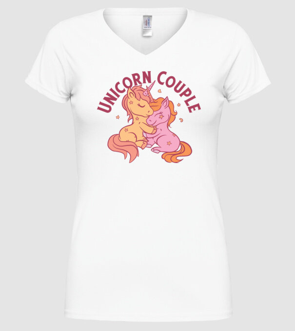 Pereche Unicorn model alb pe tricou