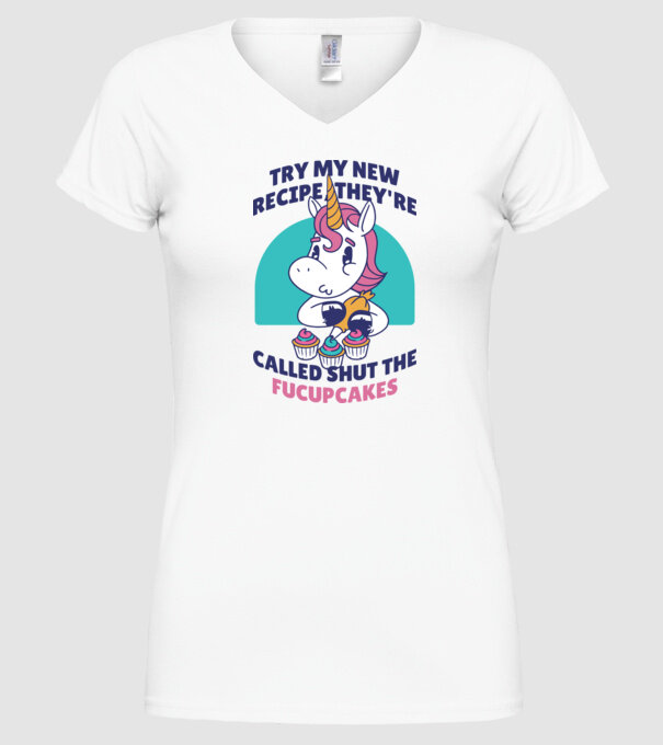 Unicorn Rețetă model alb pe tricou