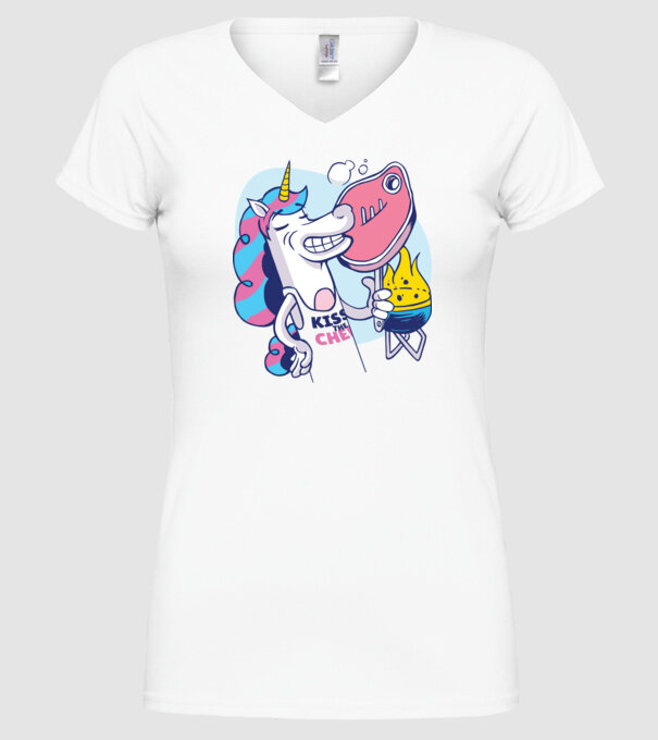 Unicorn Steak BBQ model alb pe tricou