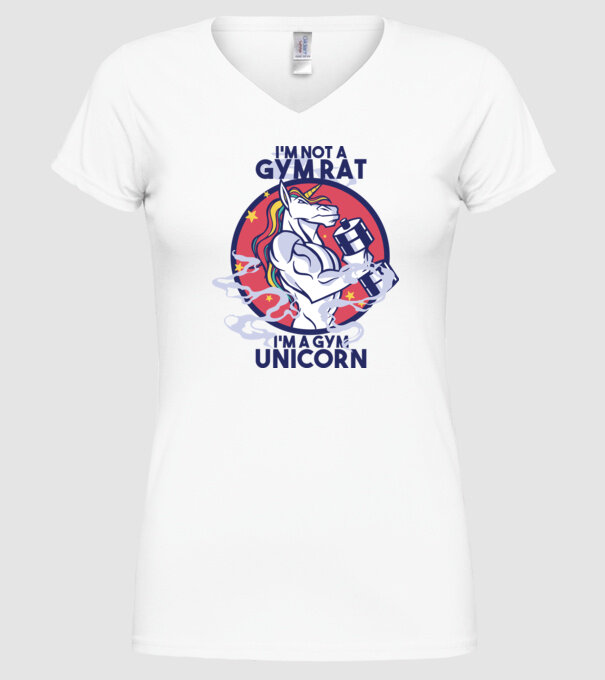 Unicorn antrenament cu haltere model alb pe tricou
