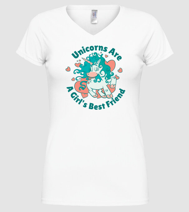 Unicornii sunt cei mai buni prieteni ai fetelor model alb pe tricou