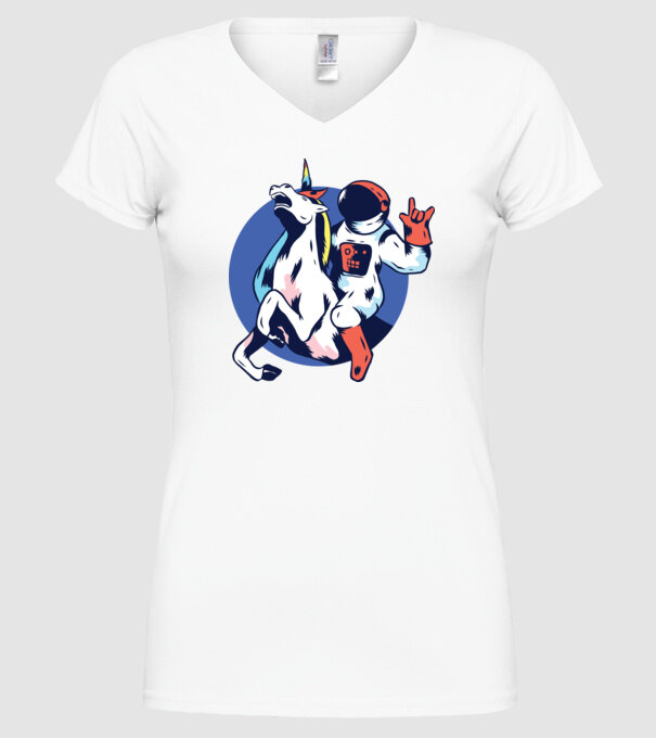 Unicorn Astronaut model alb pe tricou