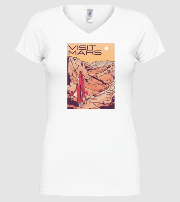 Călătorie pe Marte afiș model alb pe tricou