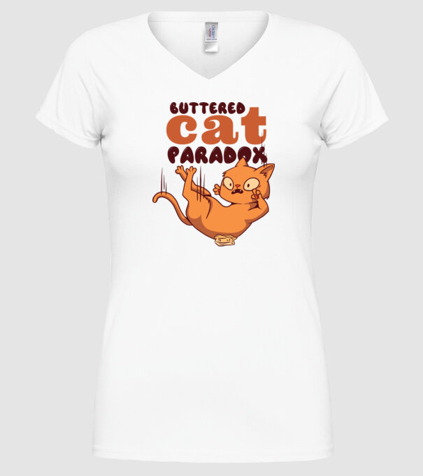 Paradox pisică cu unt model alb pe tricou