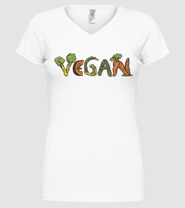 Inscripție legume vegan model alb pe tricou
