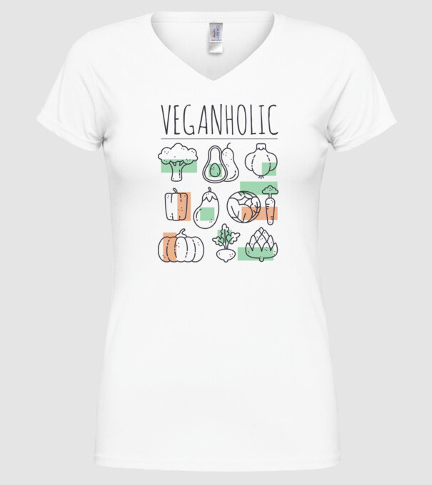 Veganholic model alb pe tricou