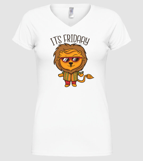 În sfârșit, vineri Leu model alb pe tricou
