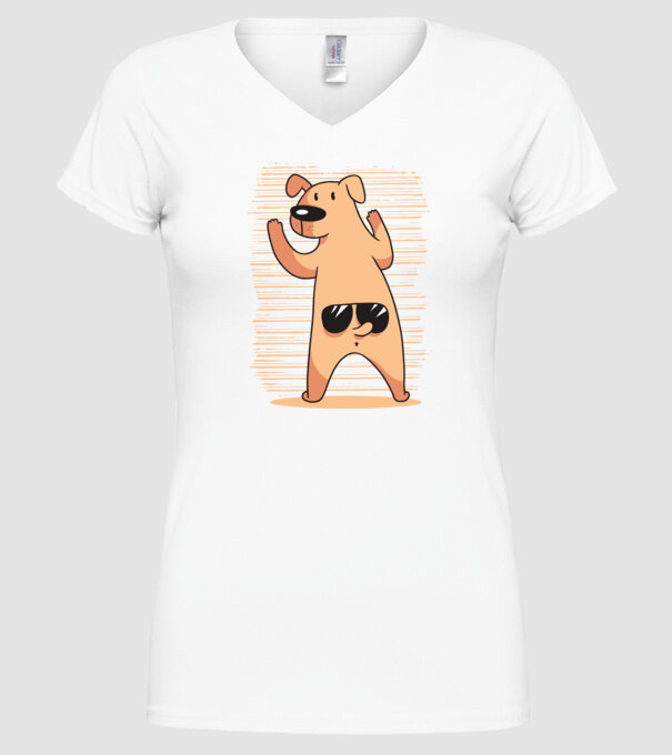 Tricou cu Câine amuzant model alb pe tricou