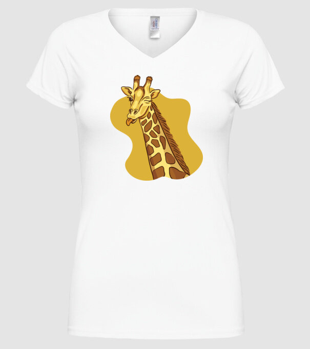 Girafă amuzantă model alb pe tricou