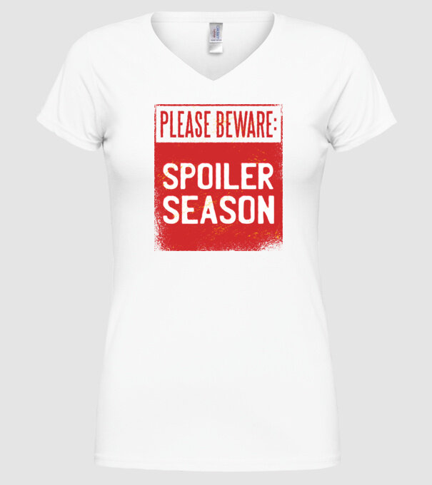 Atenție! Pericol de spoiler model alb pe tricou