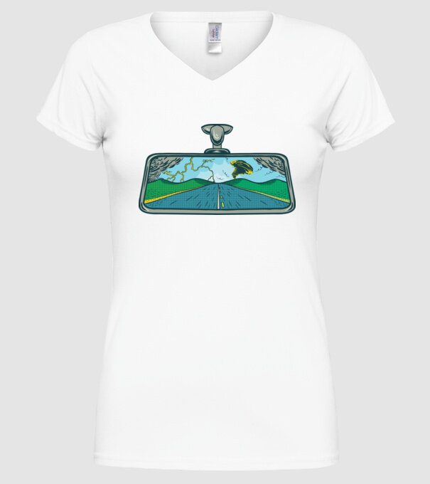 Oglindă retrovizoare model alb pe tricou