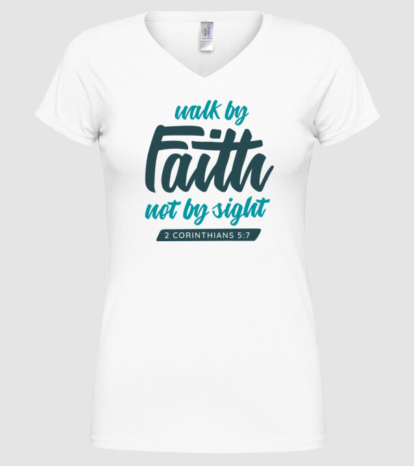 Walk by faith - Religie model alb pe tricou