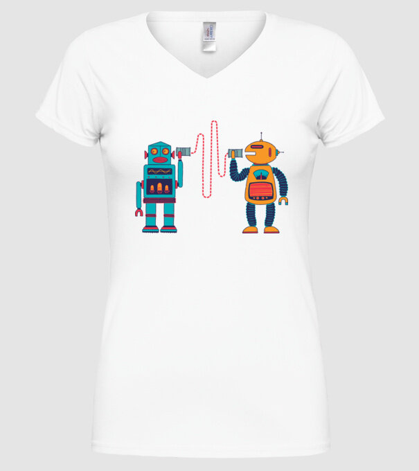Walkie Talkie Robot model alb pe tricou