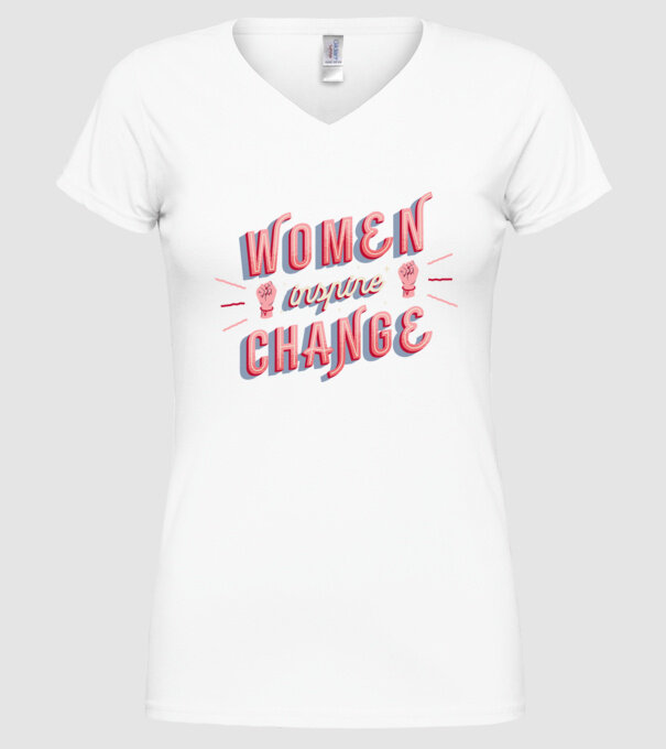 Women inspire change Ziua Femeii model alb pe tricou
