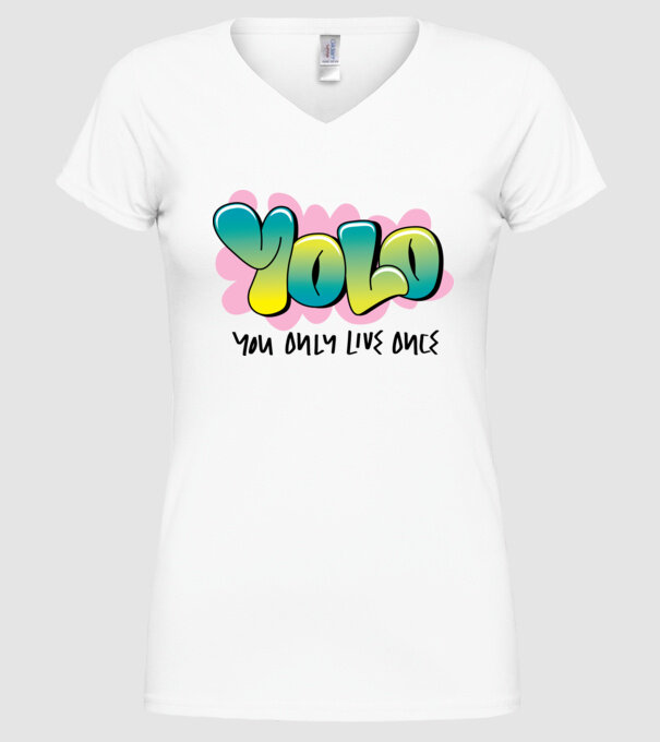 YOLO - You only live once model alb pe tricou
