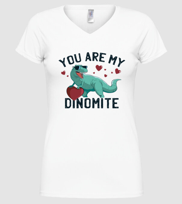 You are my Dinomite tricou cu dinozaur și inimă model alb pe tricou