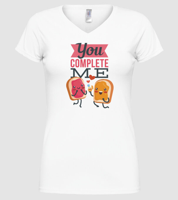 'You Complete Me Tricou drăguț pentru Valentine''s Day' model alb pe tricou