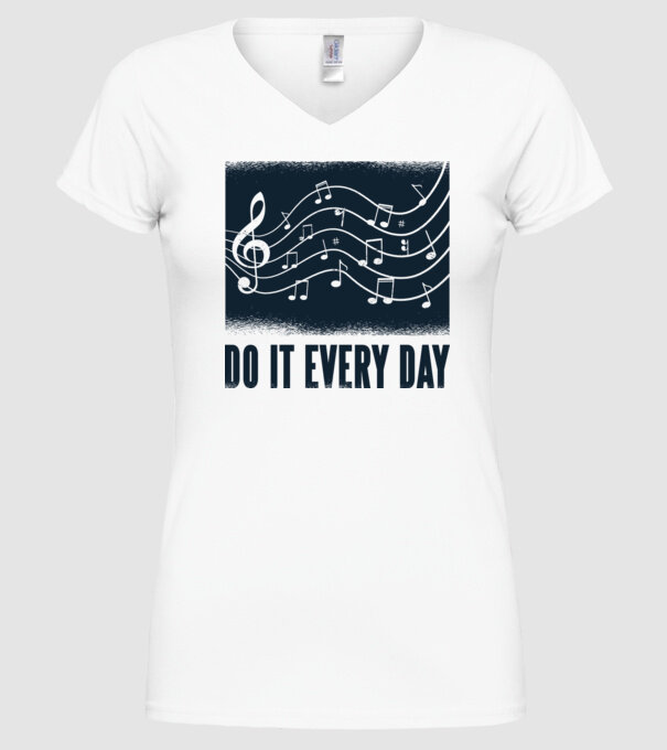 Note muzicale model alb pe tricou