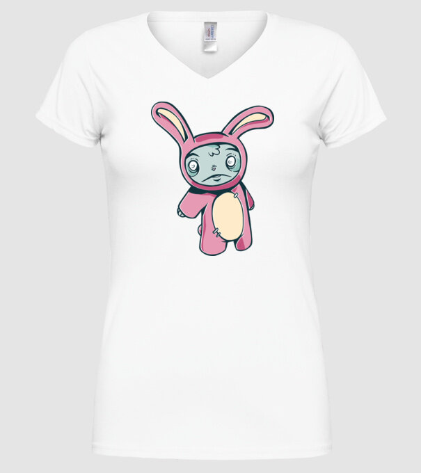 Iepuraș Zombie model alb pe tricou