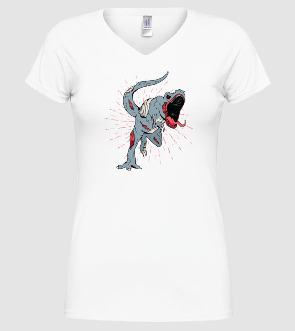 T-rex Zombie model alb pe tricou