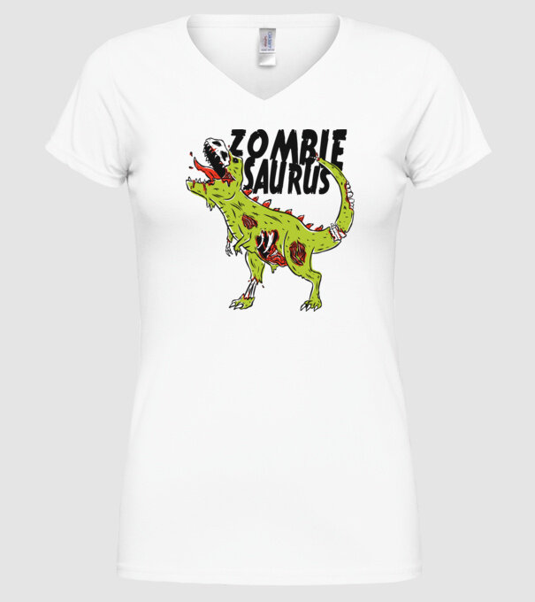 Zombiesaurus - Dinozaur Zombie model alb pe tricou