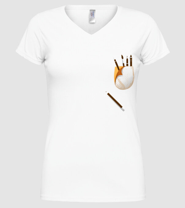 Designer buzunar model alb pe tricou